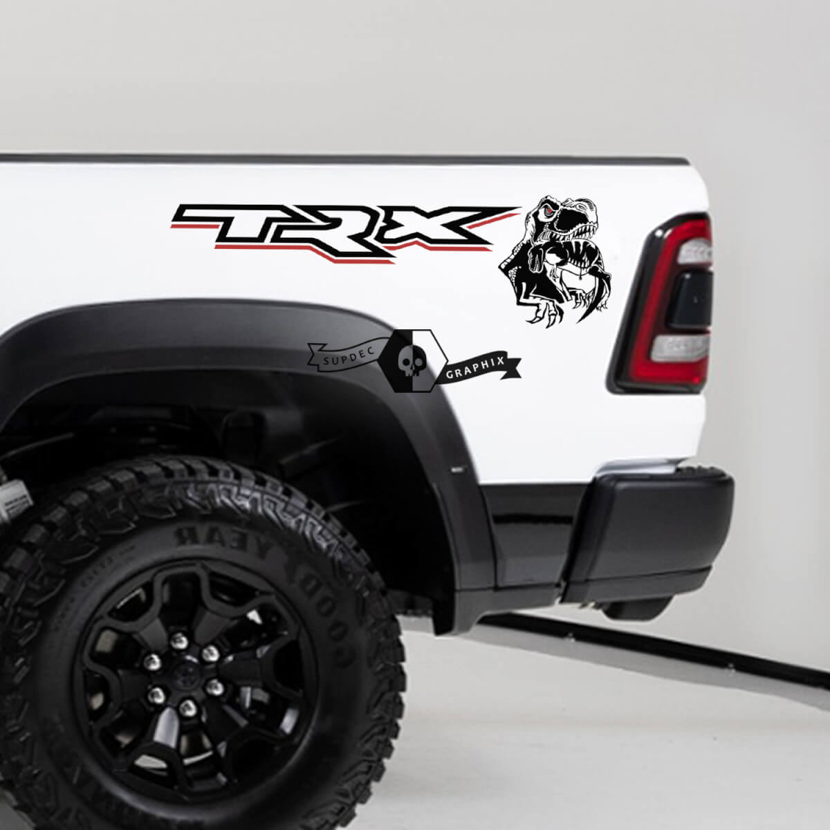 Pair  Dodge Ram TRX 2020 - 2023 TRX Eating Raptor Bed Side Sticker Decal Truck Vinyl Graphic 2 Colors 