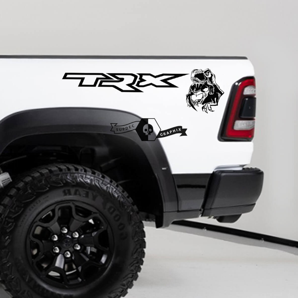 Pair Dodge Ram TRX 2020 - 2023 TRX Eating Raptor Bed Side Sticker Decal Truck Vinyl Graphic -1