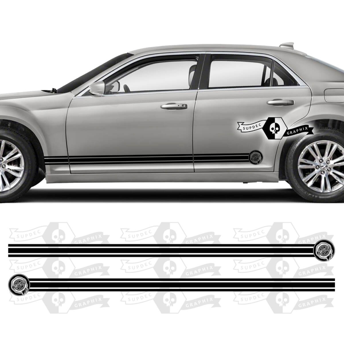 Pair Chrysler 300 2021 2022 2023 Touring Rocker Panel Graphics Car Vinyl Decals Stickers
