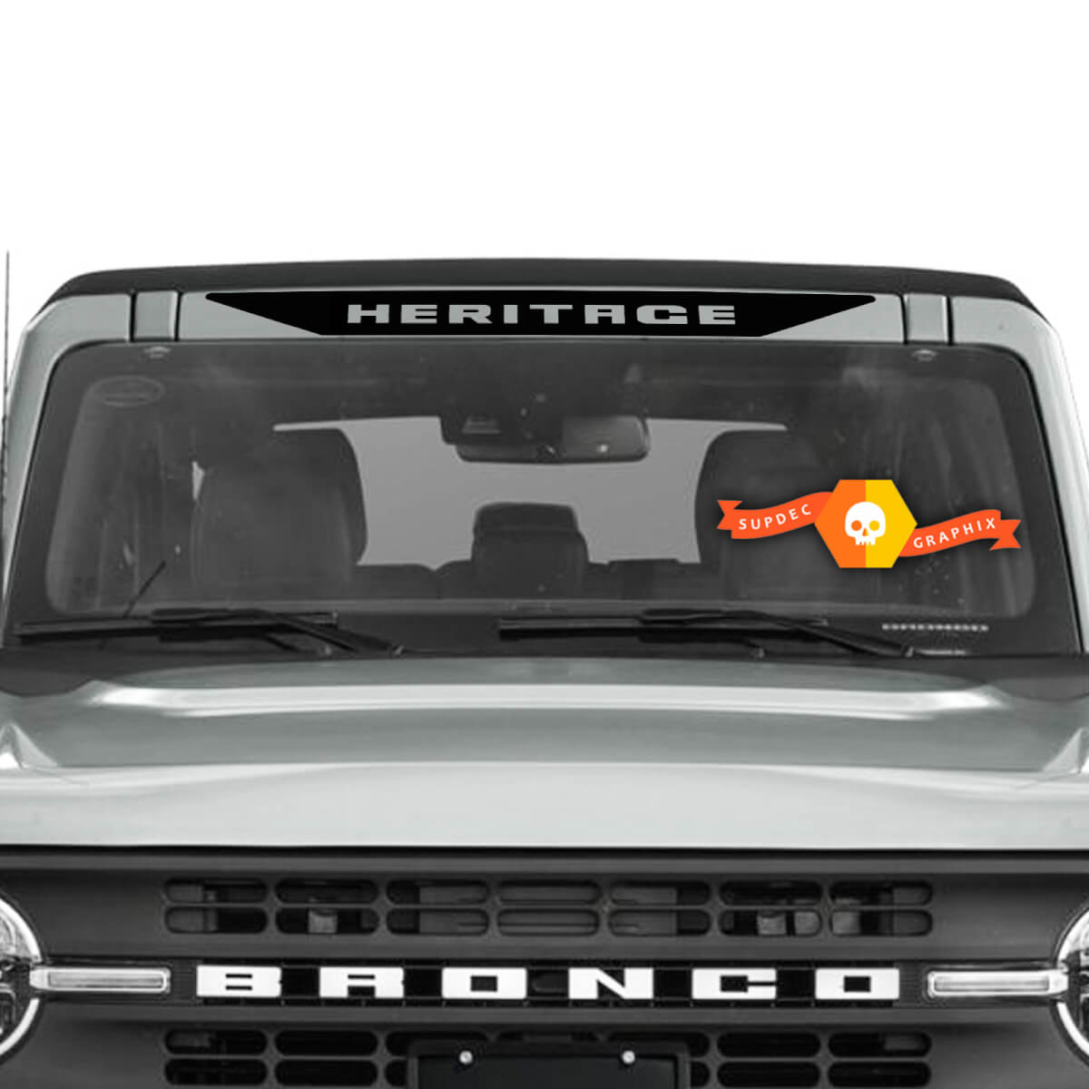 Bronco Heritage Logo Vinyl Sticker Decal Above Windshield Banner