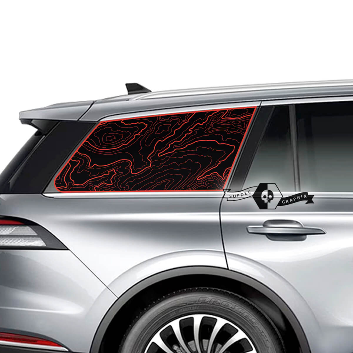 Pair Lincoln 2023 Aviator Window Contour Map Vinyl Decals Graphics Sticker 2 colors