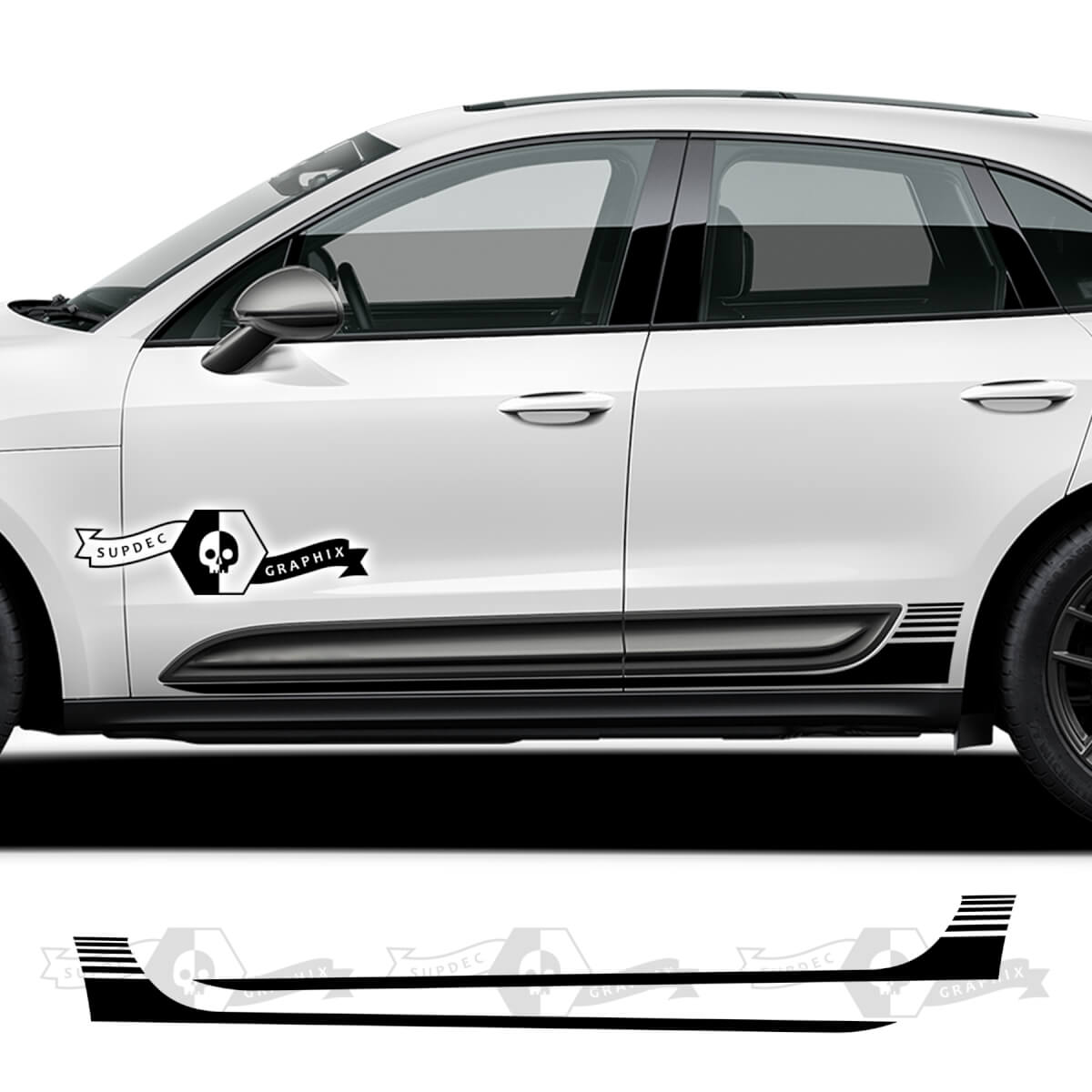 2x Porsche 2023 Porsche Macan T Side Lines Stripes Doors Bottom Decal Stickers
