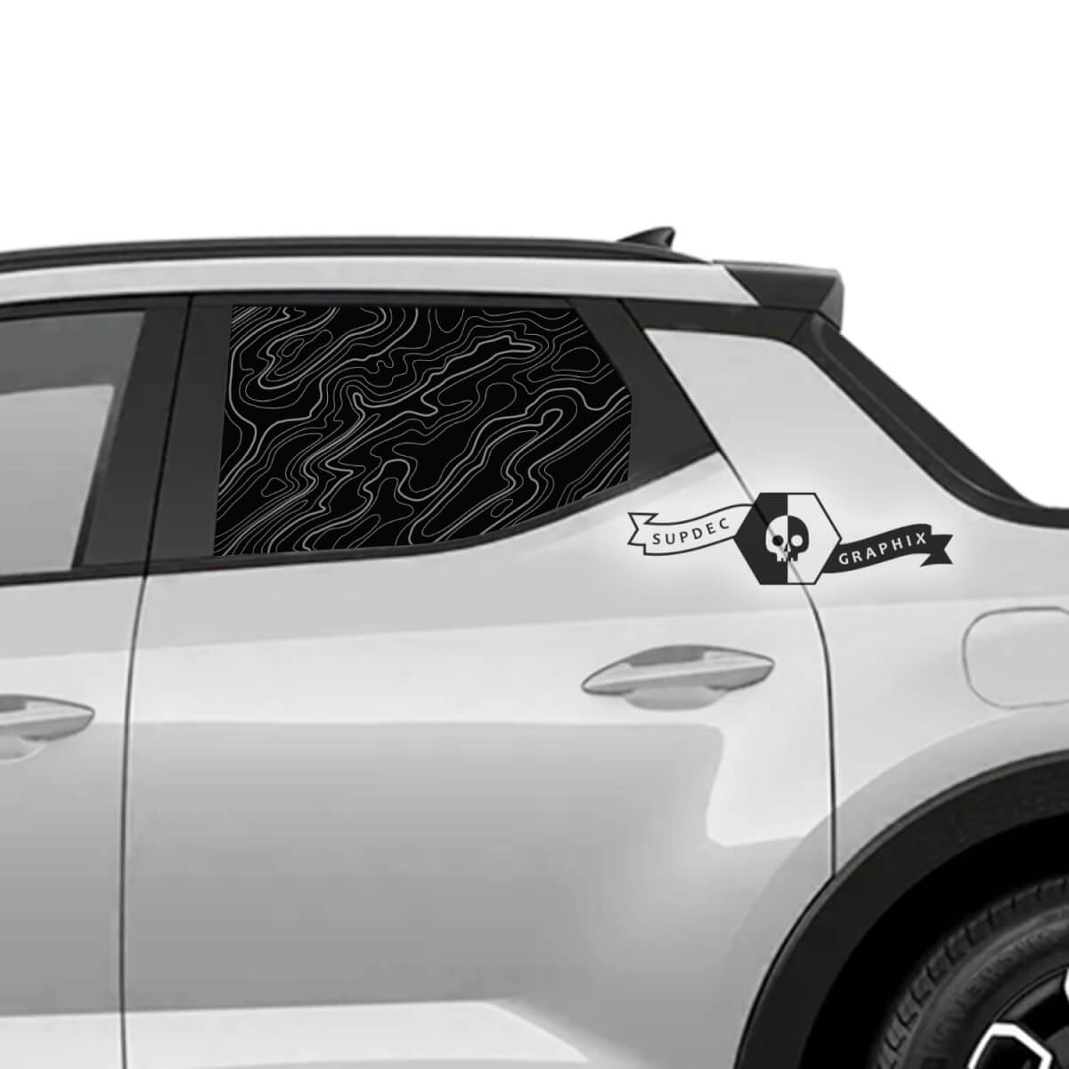 Pair Side Bed Contour Map Window Vinyl Stickers Decal Graphic fit to Hyundai Santa Cruz