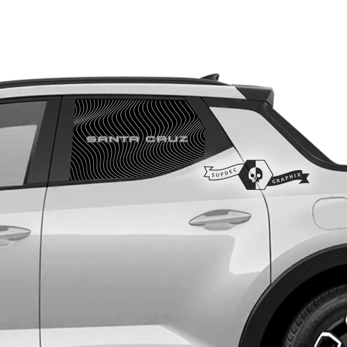 Pair Side Bed Line Waves Window Logo Vinyl Stickers Decal Graphic fit to Hyundai Santa Cruz