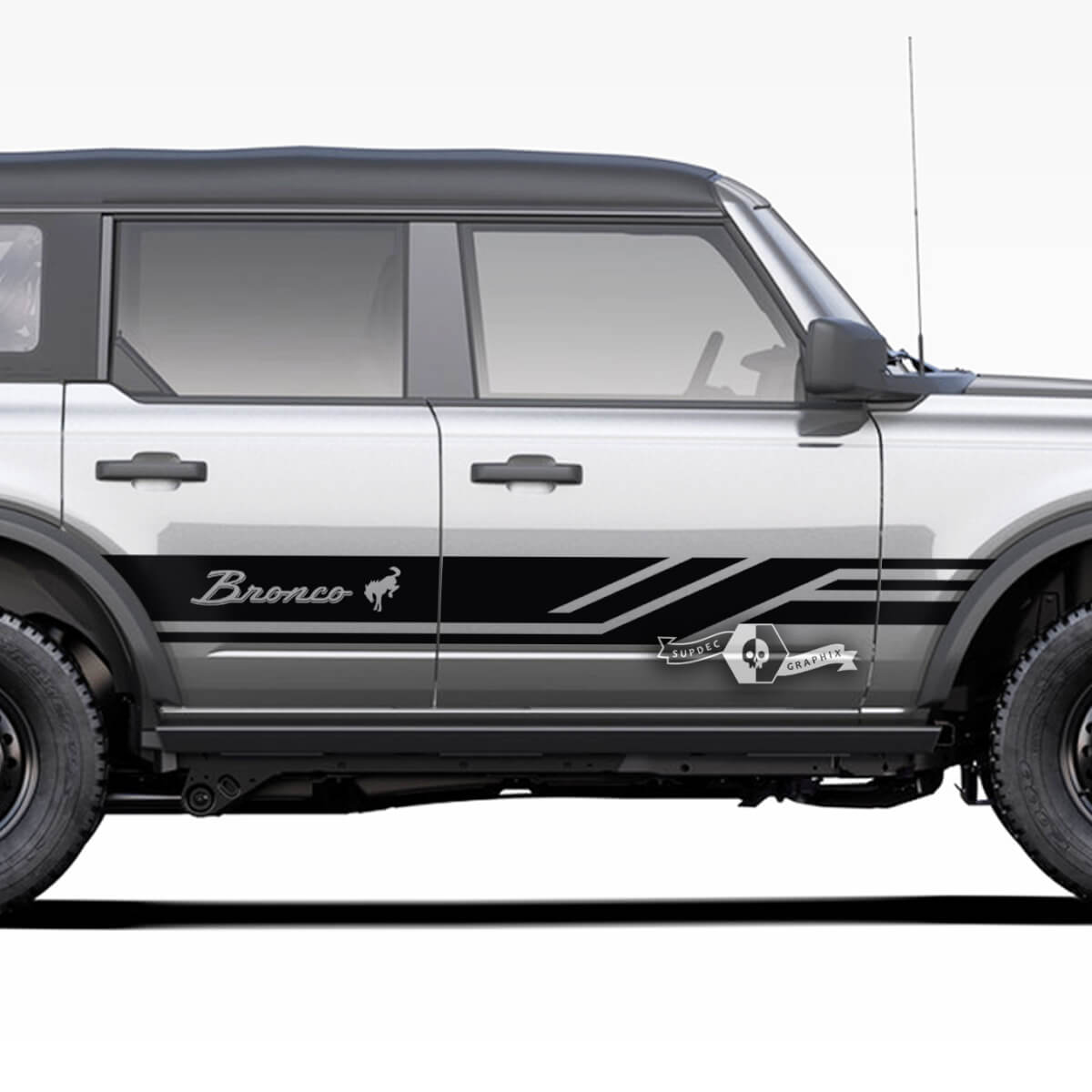 Pair of  Doors Side Stripes Decals Lines Stickers for Ford Bronco 2021 2022 2023
