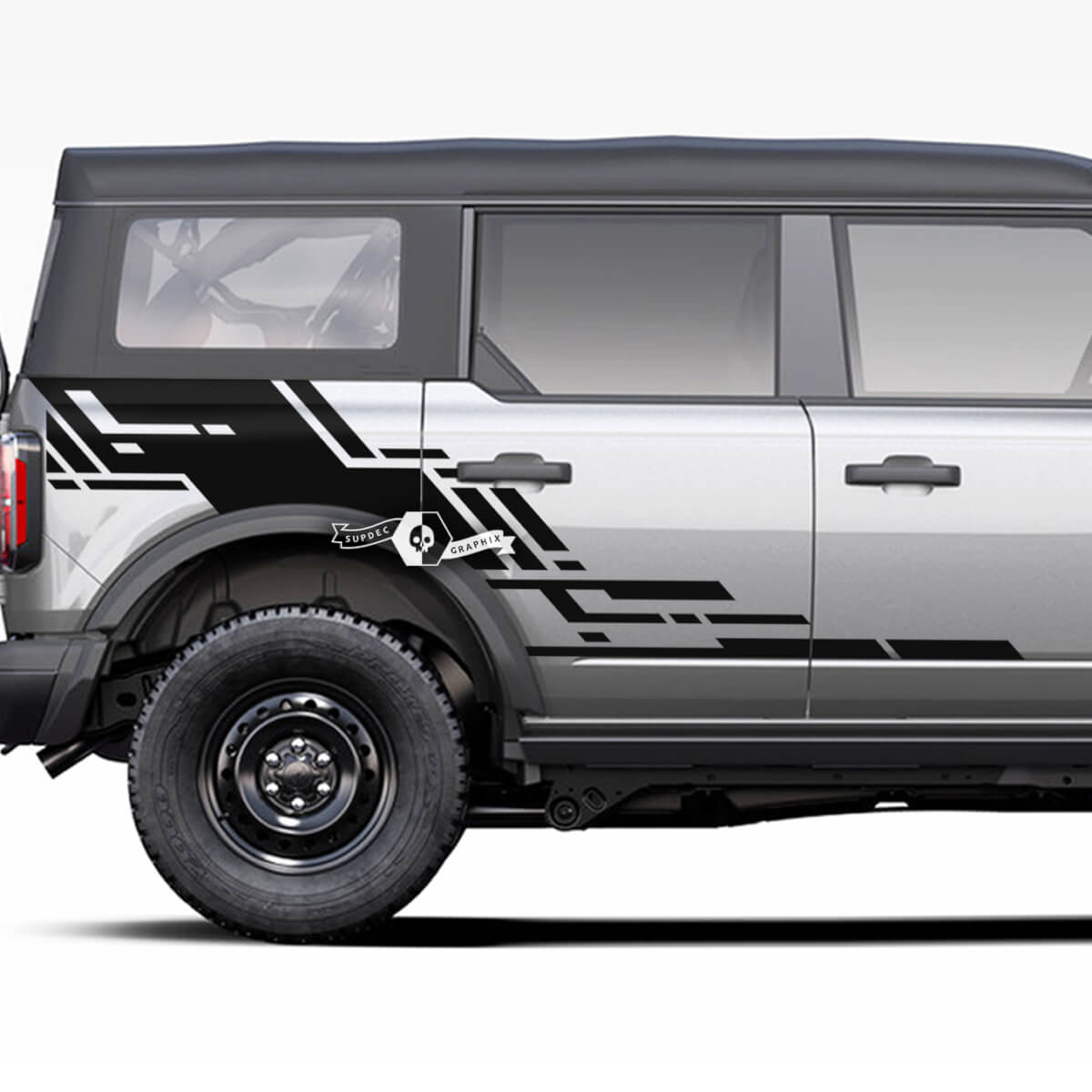 Pair of  Doors Side Bed Fender Geometric Graphics Splash Decals Stickers for Ford Bronco 20212022 2023
