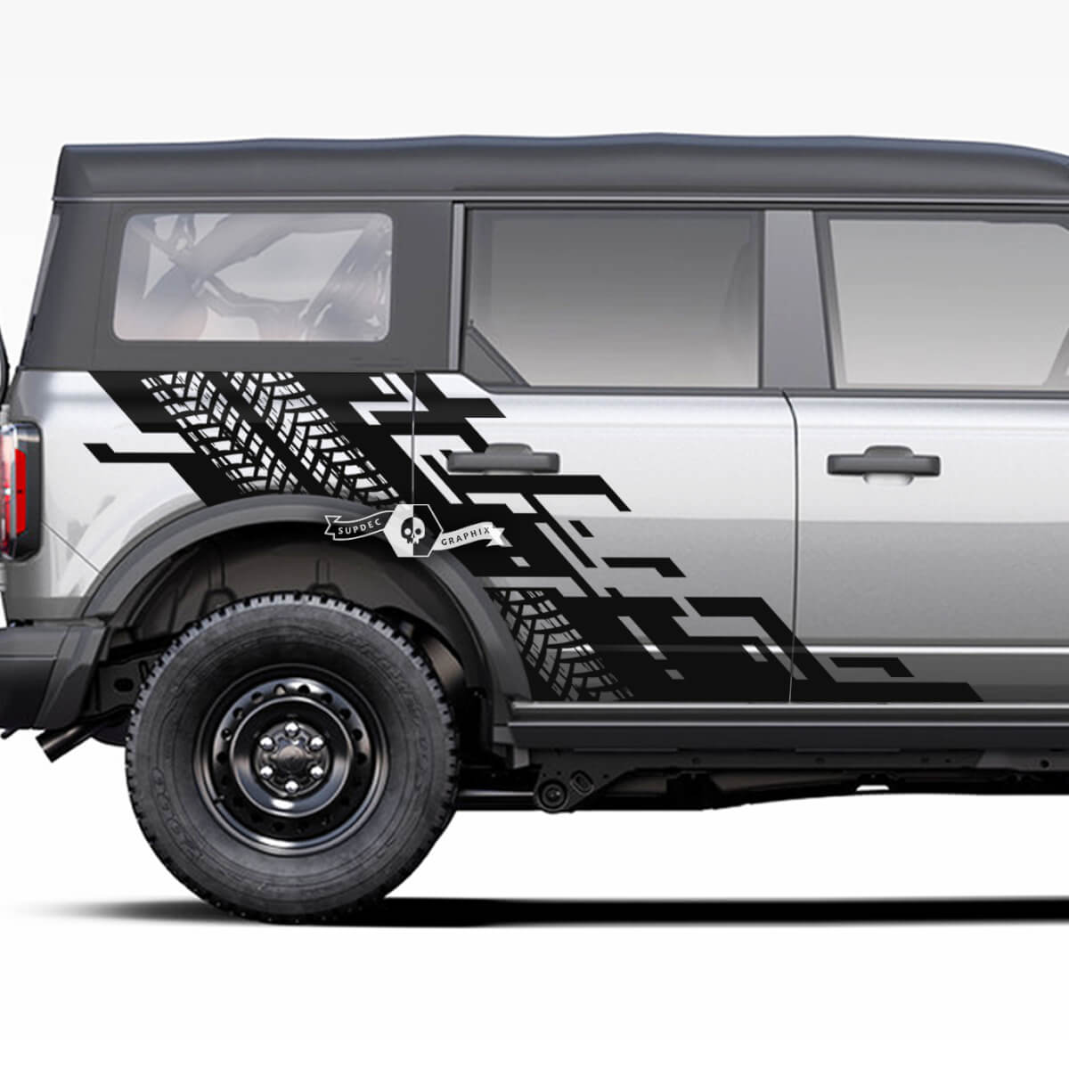 Pair of  Doors Side Bed Fender Geometric Graphics Splash Decals Tire Track Stickers for Ford Bronco 20212022 2023