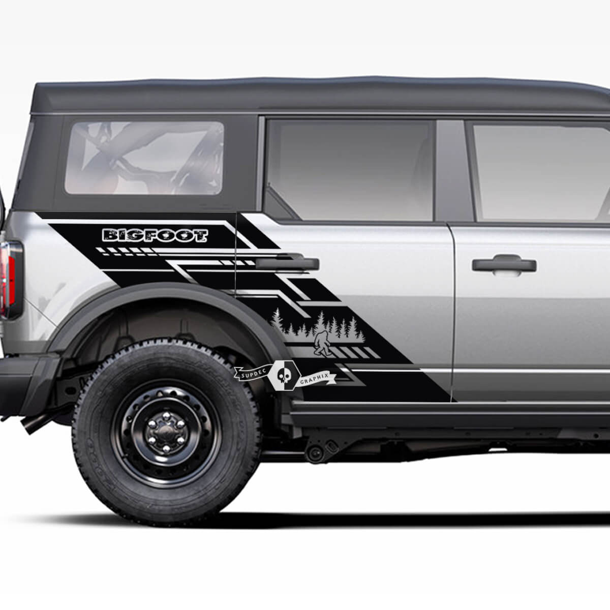 Pair of  Doors Side Forest Bigfoot Graphics Splash Decals Stickers Bed Fender for Ford Bronco 20212022 2023