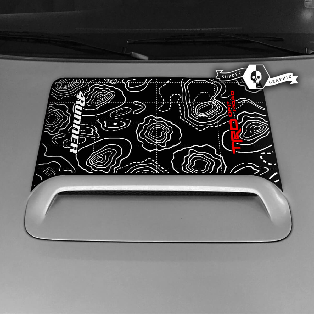 Toyota 4runner TRD Hood Scoop Sticker Decal Graphic Topographic Map 3 Colors Logo 2020 2021 2022 2023