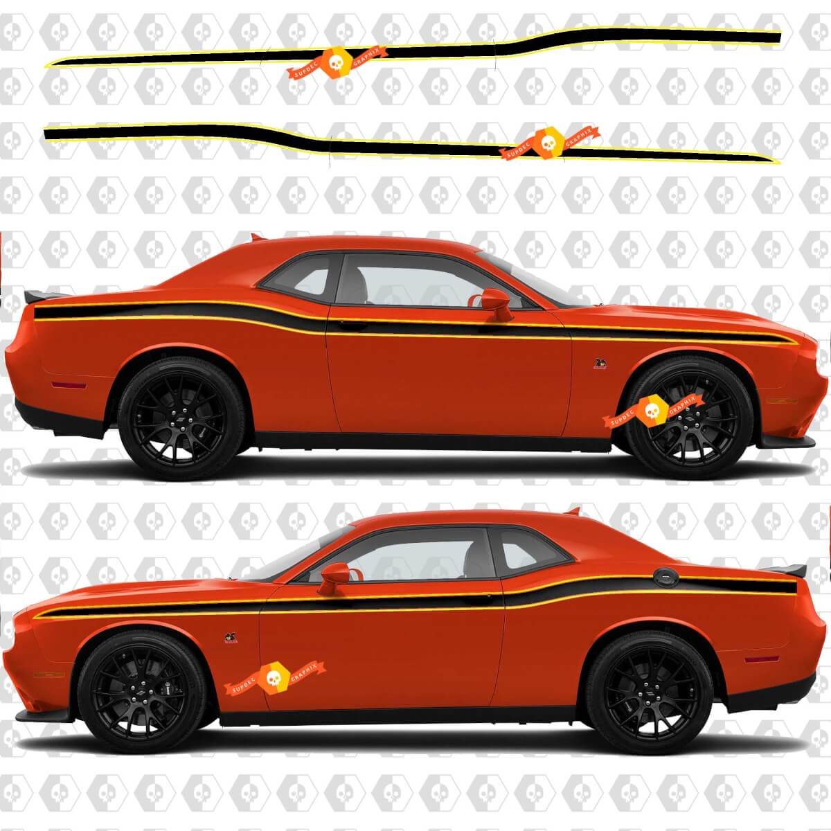 2X Dodge Challenger Full body Stripe Stickers Decals Vinyl Graphics 2 Colors