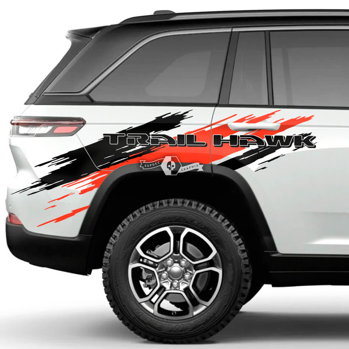 Jeep Grand Cherokee Trackhawk Mud Splash Grunge Vinyl Sticker Decal Graphic 2 Colors