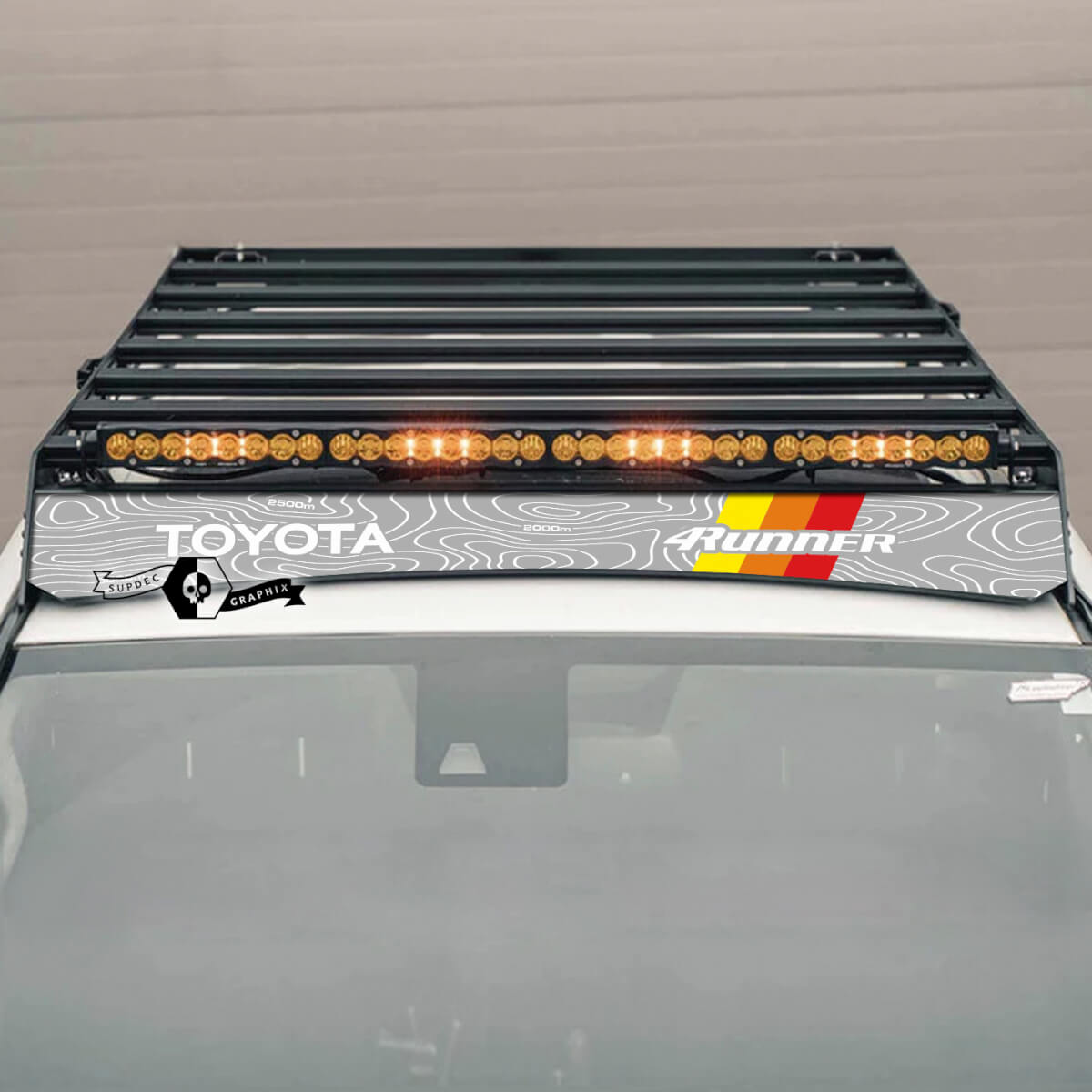 4Runner 2014 -- 2023+ ROOF RACK Topographic Map Decal Sticker Toyota 4Runner 