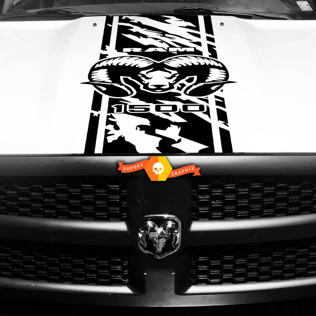 Hood Sticker Decal Vinyl Stripe for DODGE Ram Hemi 1500 Rebel SRT Grange Design Stripe