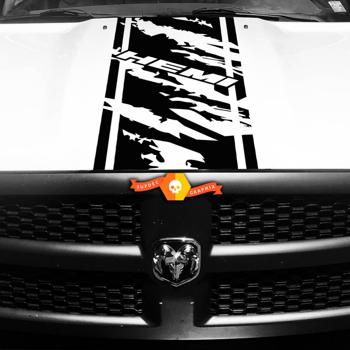 Hood Sticker Decal Vinyl Stripe for DODGE Ram Hemi Rebel SRT Grange Design Stripe