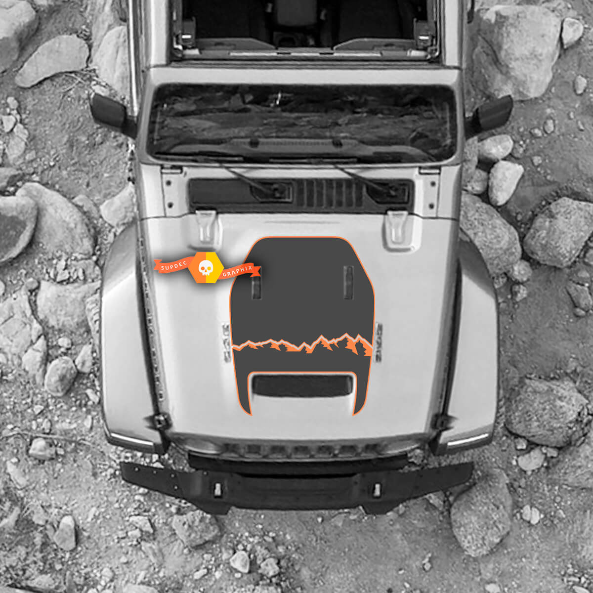 Hood For 2021 2022 2023 Jeep Mountains Edition Wrangler Rubicon Sticker Graphics Vinyl SupDec Design