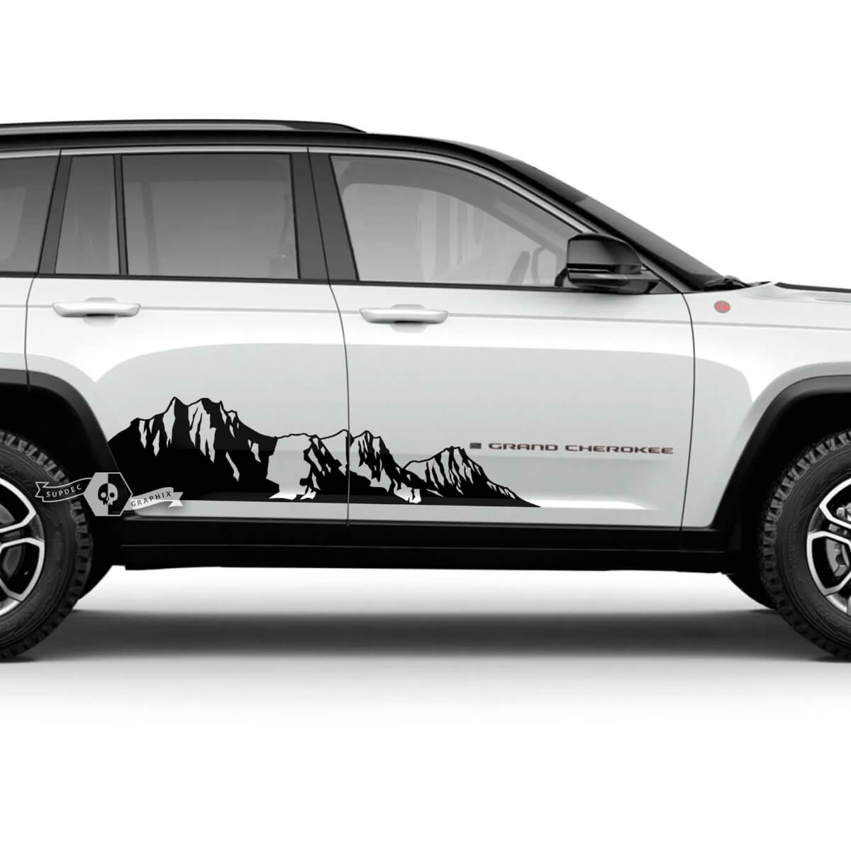 Pair 2023+ Jeep Grand Cherokee Trailhawk Doors Mountains Graphic Sticker Decal 