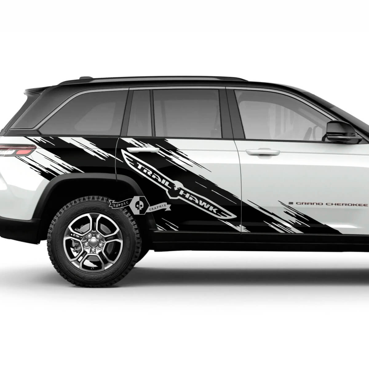 Pair 2023+ Jeep Grand Cherokee Trailhawk Doors Mud Splash Graphic Sticker Decal 