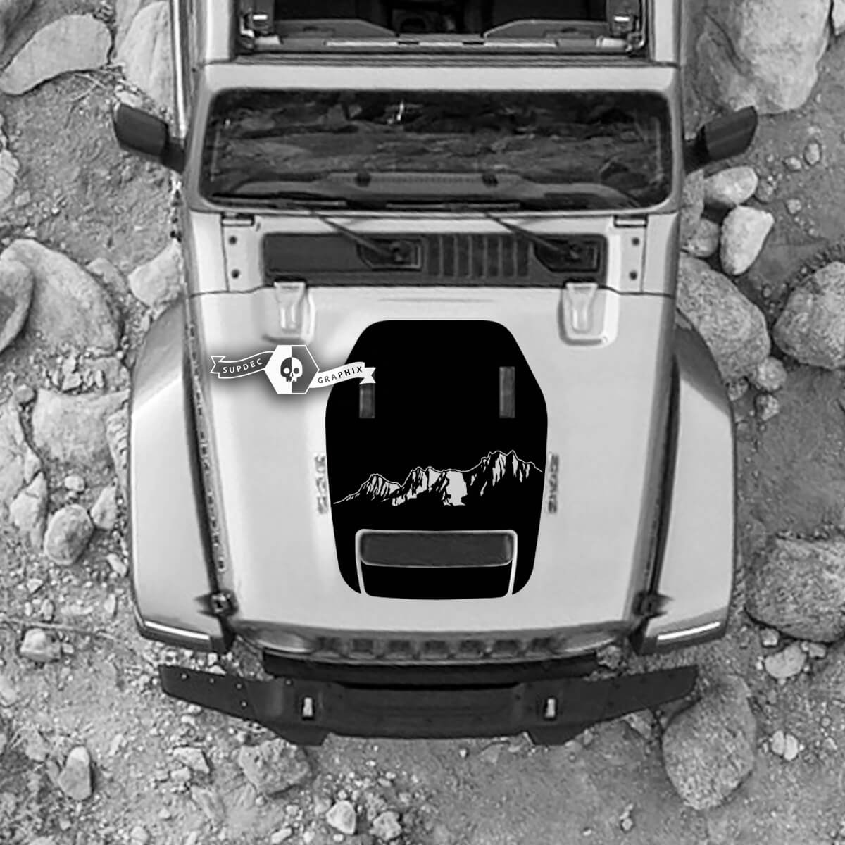 Hood For 2021 2022 2023 Jeep Mountains  Wrangler Rubicon Sticker Graphics Vinyl SupDec Design