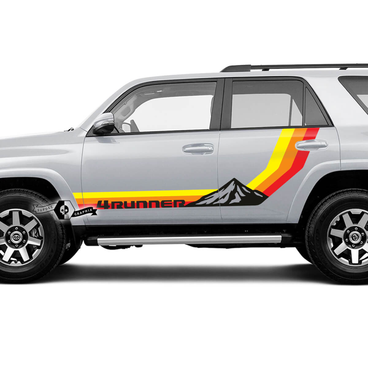 Pair 4Runner 2023 Side Doors Old School Sunset Vinyl Mountains Decals Logo stripe Stickers for Toyota 4Runner TRD 