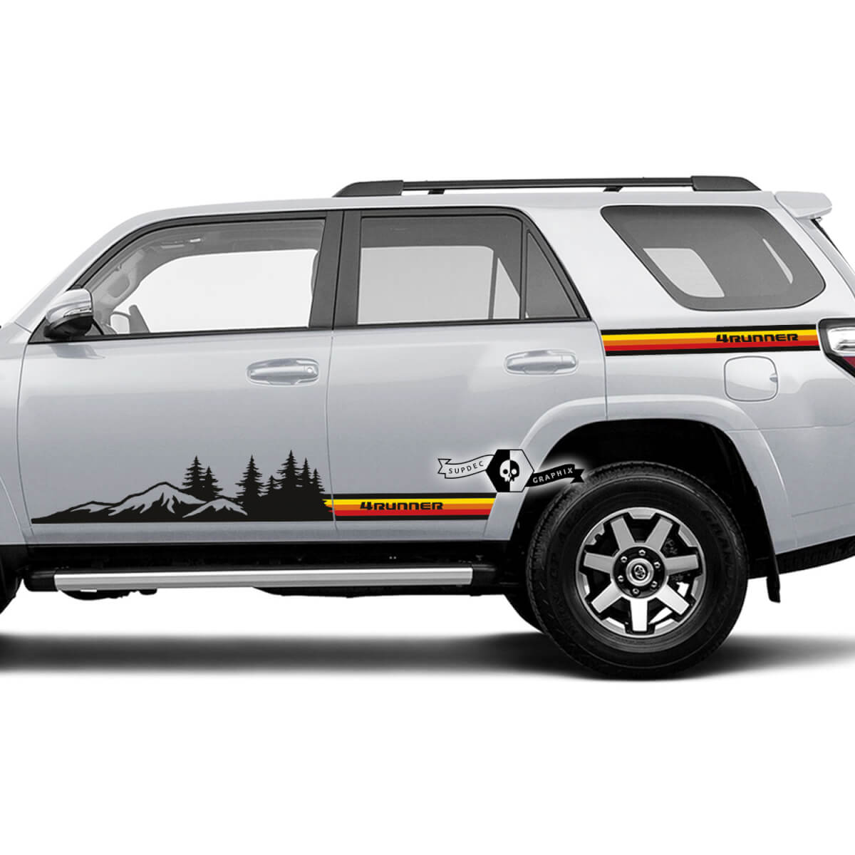 Pair 4Runner 2023 Side Door Old School Sunset Vinyl Mountains Forest Decals strip Bed Stickers for Toyota 4Runner TRD 