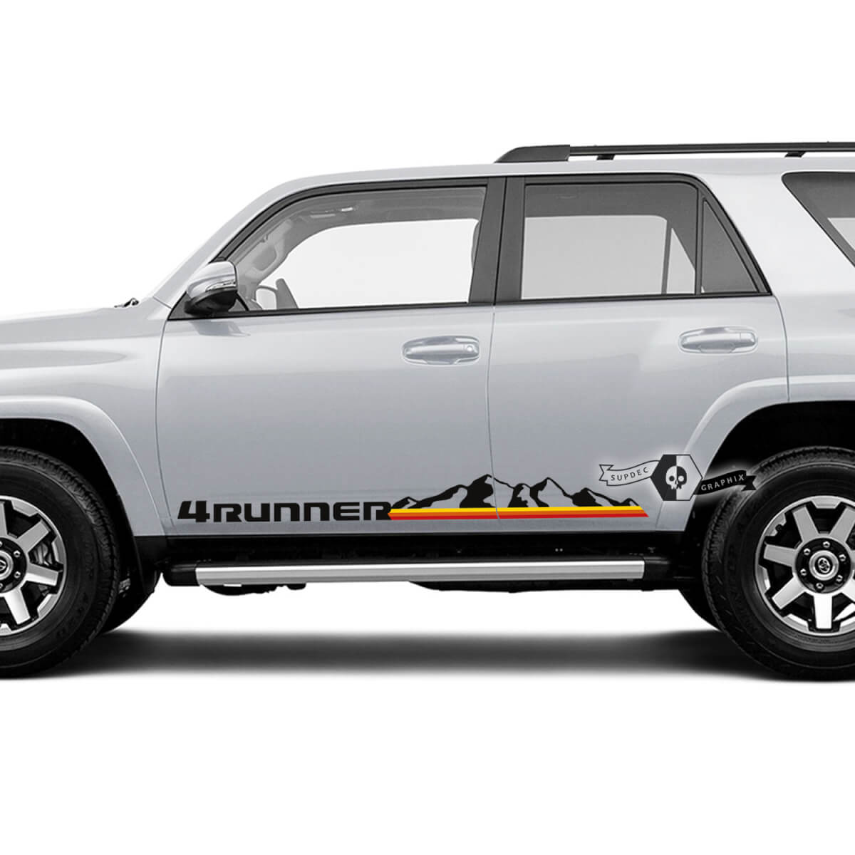 Pair 4Runner 2023 Side Door Old School Sunset Vinyl Mountains Decals strip Stickers for Toyota 4Runner TRD
