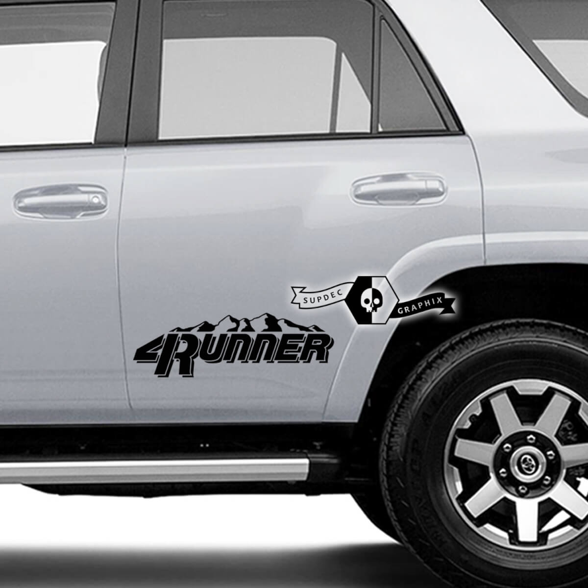 2 x 4Runner 2023 + Doors Vinyl Logo Mountain Decals Stickers for Toyota 4Runner TRD 
