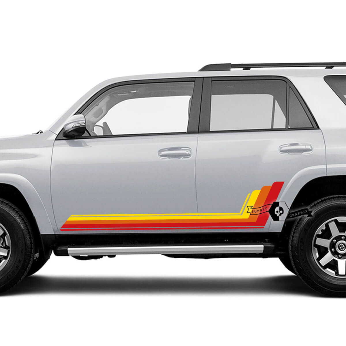 Pair 4Runner 2023 Side Doors Old School Sunset Vinyl Mountains Decals stripe Stickers for Toyota 4Runner TRD Custom Colors
