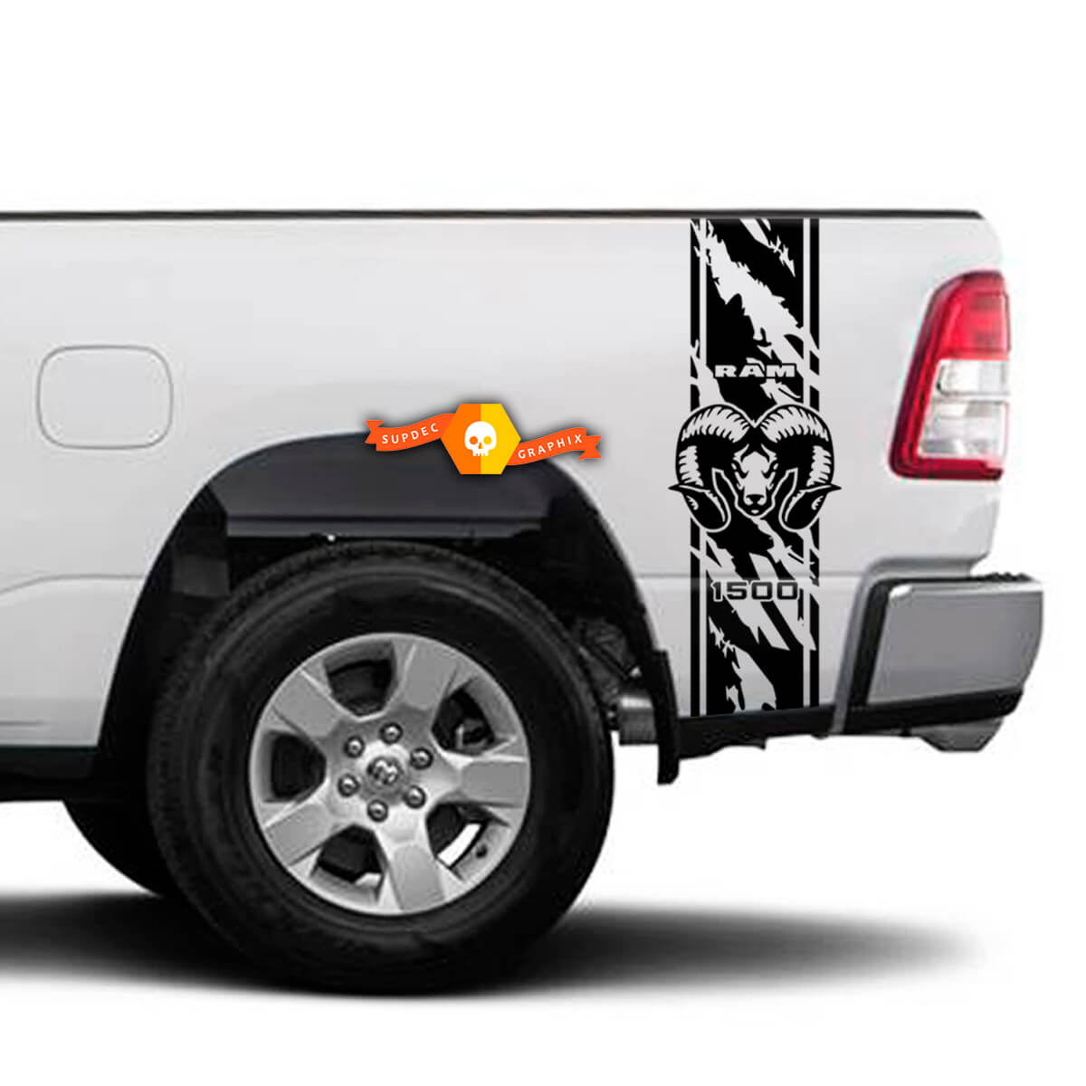 Pair Side Sticker Decal Vinyl Stripe for DODGE Ram Hemi 1500 Rebel SRT 2022 2023 + Grange Design Stripe