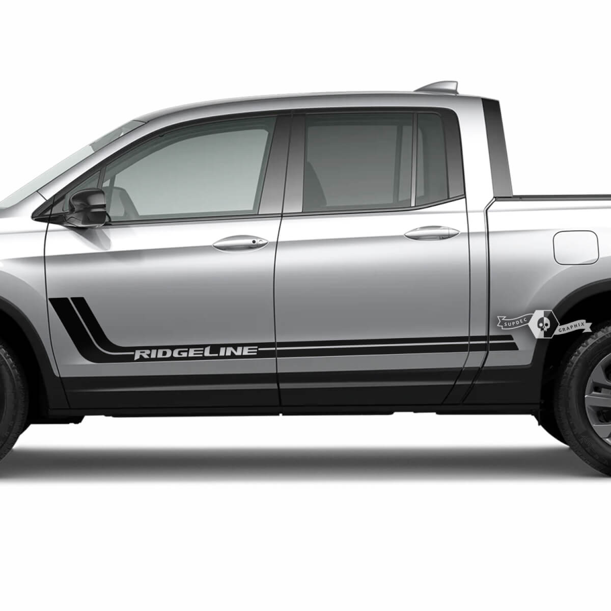 Pair Honda Ridgeline 2023 Side Doors Lines Logo Curved Stripes Stickers Decals Vinyl Graphics
