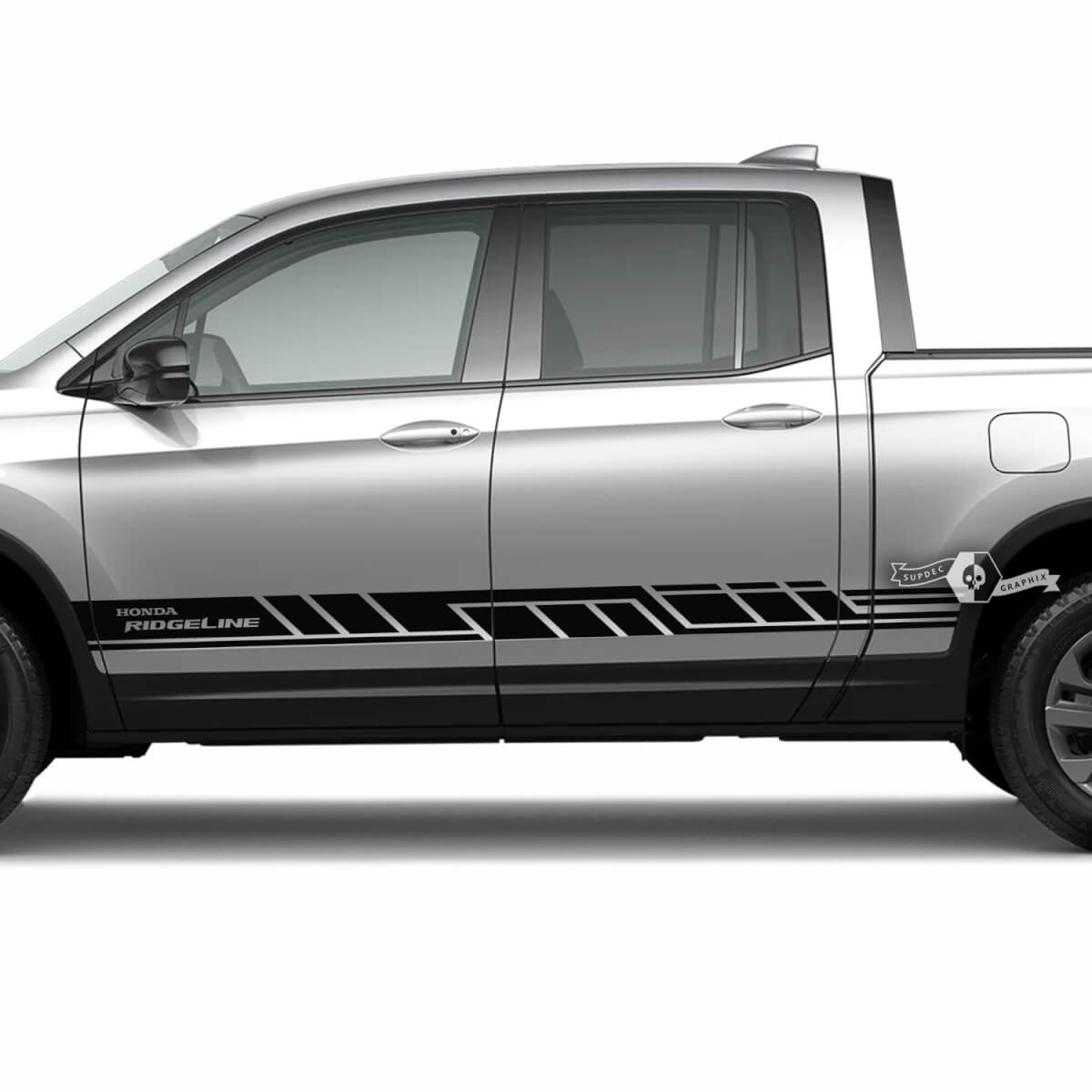 Pair Honda Ridgeline 2023 Side Doors Lines Logo Stripes Stickers Decals Vinyl Graphics SupDec Design 