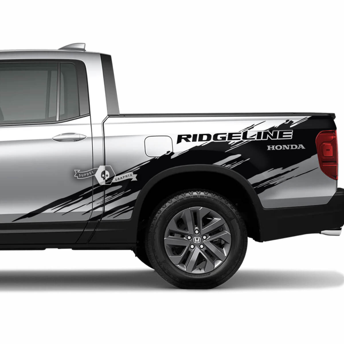 Pair Honda Ridgeline 2023 Side Bed Mud Splash Stripes Stickers Decals Vinyl Graphics SupDec Design
