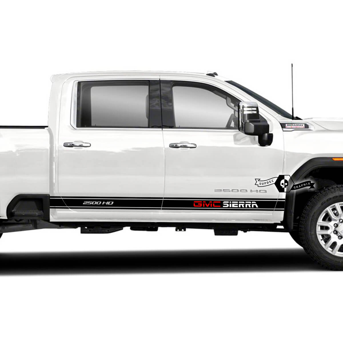 Pair GMC Sierra 2500HD 2022 Side Logo Doors Vinyl Stripes Sticker Decal for GMC Sierra Panel Graphics 2 Colors