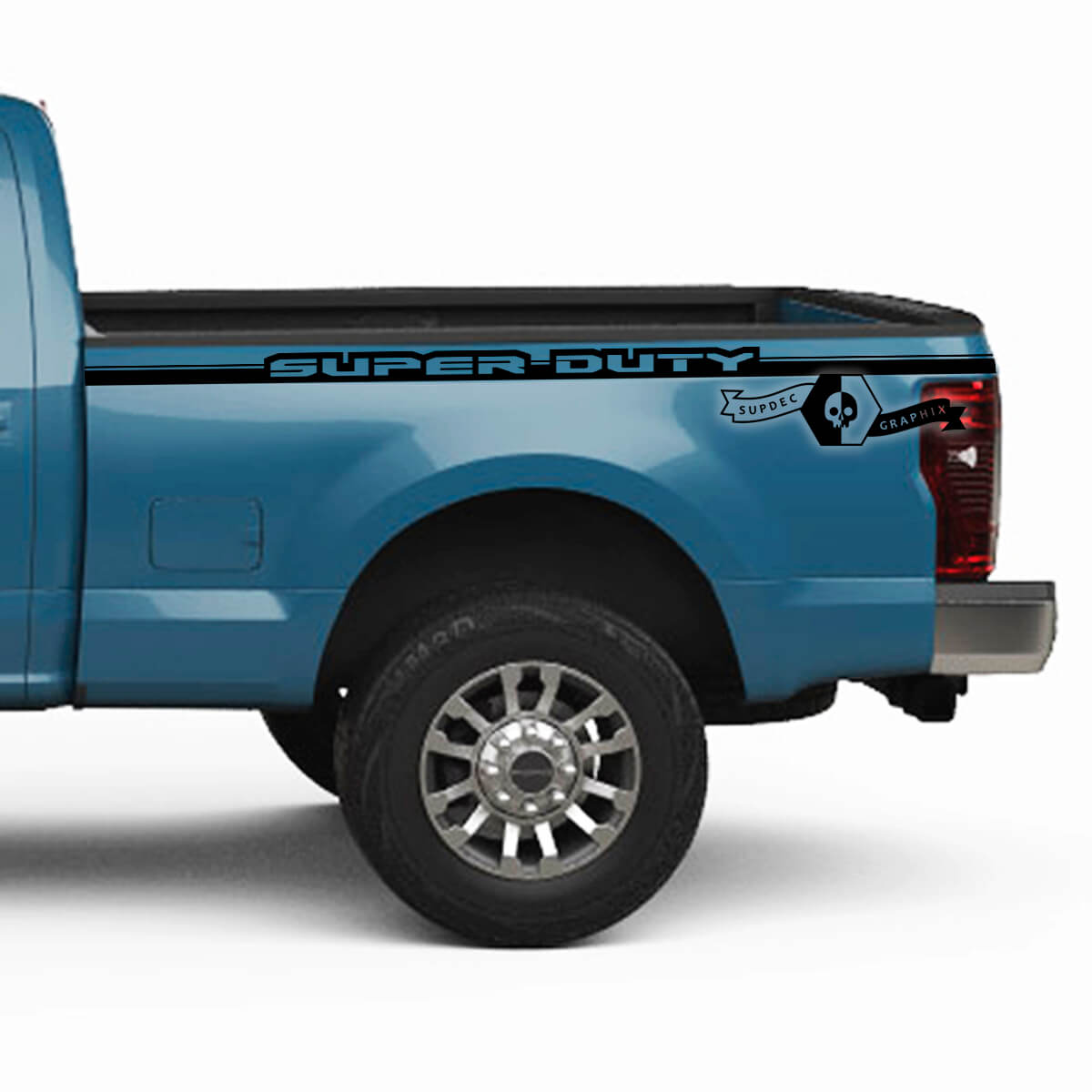 Pair Ford Super Duty 2023 Lines Logo Bed Fender Up Decals Side Stripes Stickers Graphics Vinyl Stripes 