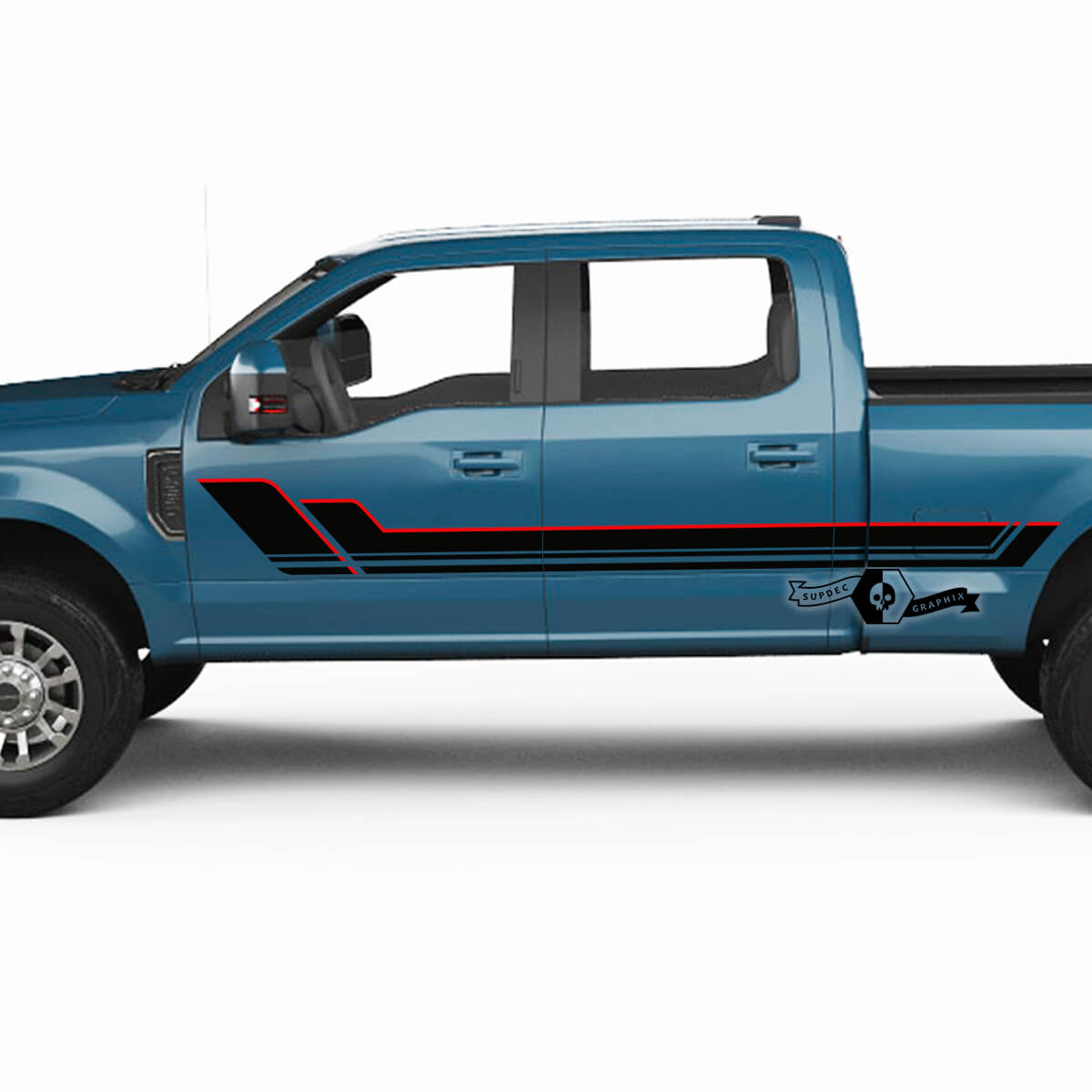 Pair Ford Super Duty 2023 Stripes Body Doors Bed Lines Fender Decals Side Stickers Graphics Vinyl 2 Colors
