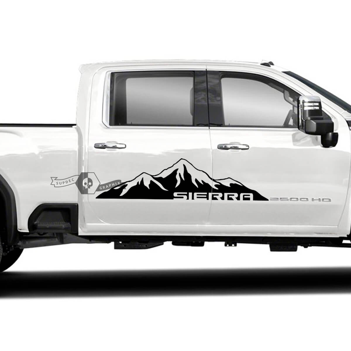 Pair GMC Sierra 2500HD 2023 Side Logo Line Mountain Doors Vinyl Sticker Decal for GMC Sierra Graphics