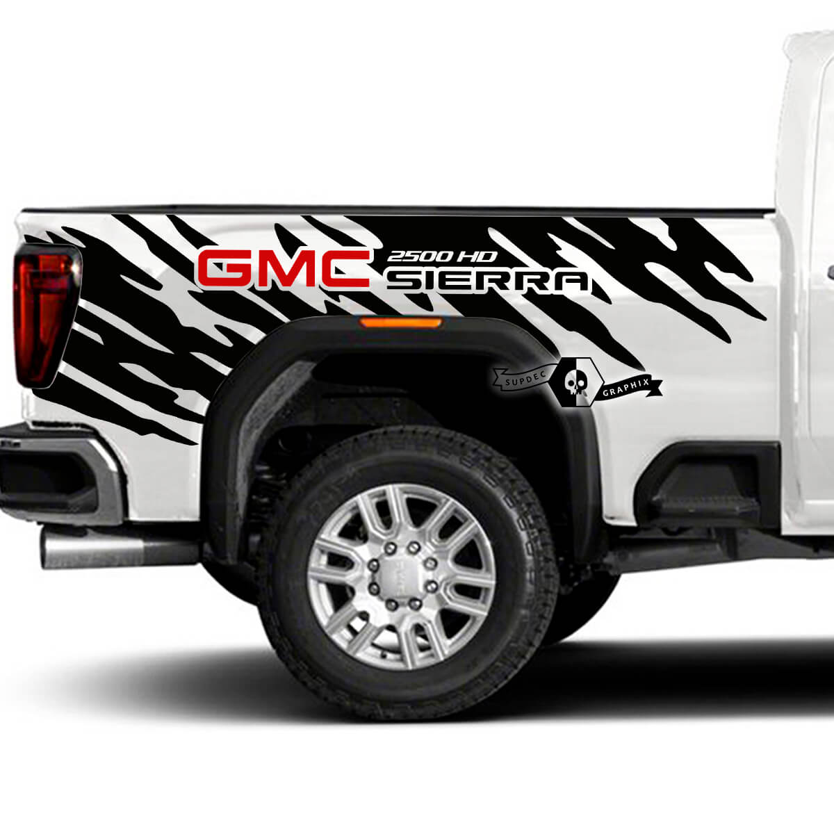 Pair GMC Sierra 2500HD 2022 2023 Side Bed Mud Splash Vinyl Stripes Sticker Decal for GMC Sierra Graphics 2 Colors