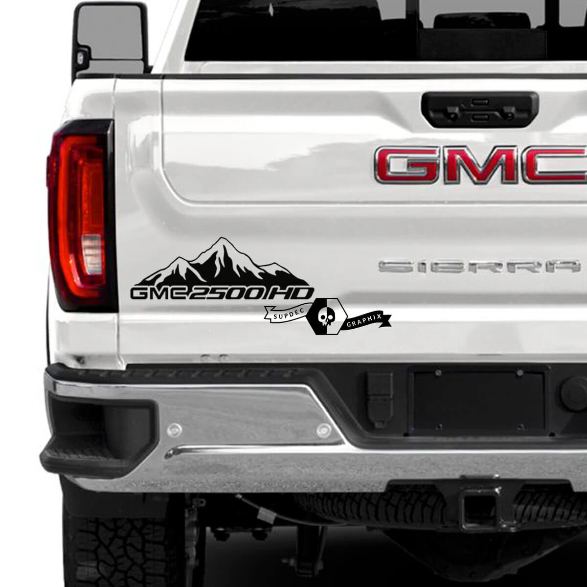 Rear Tailgate GMC Sierra 2500HD 2022 2023 Mountains Vinyl Stripes Sticker Decal for GMC Sierra Graphics