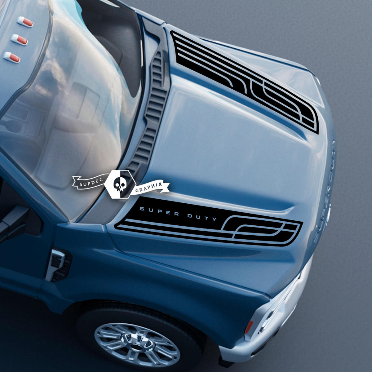 Hood Ford Super Duty 2023 Lines Dual Decals Stickers Graphics Vinyl