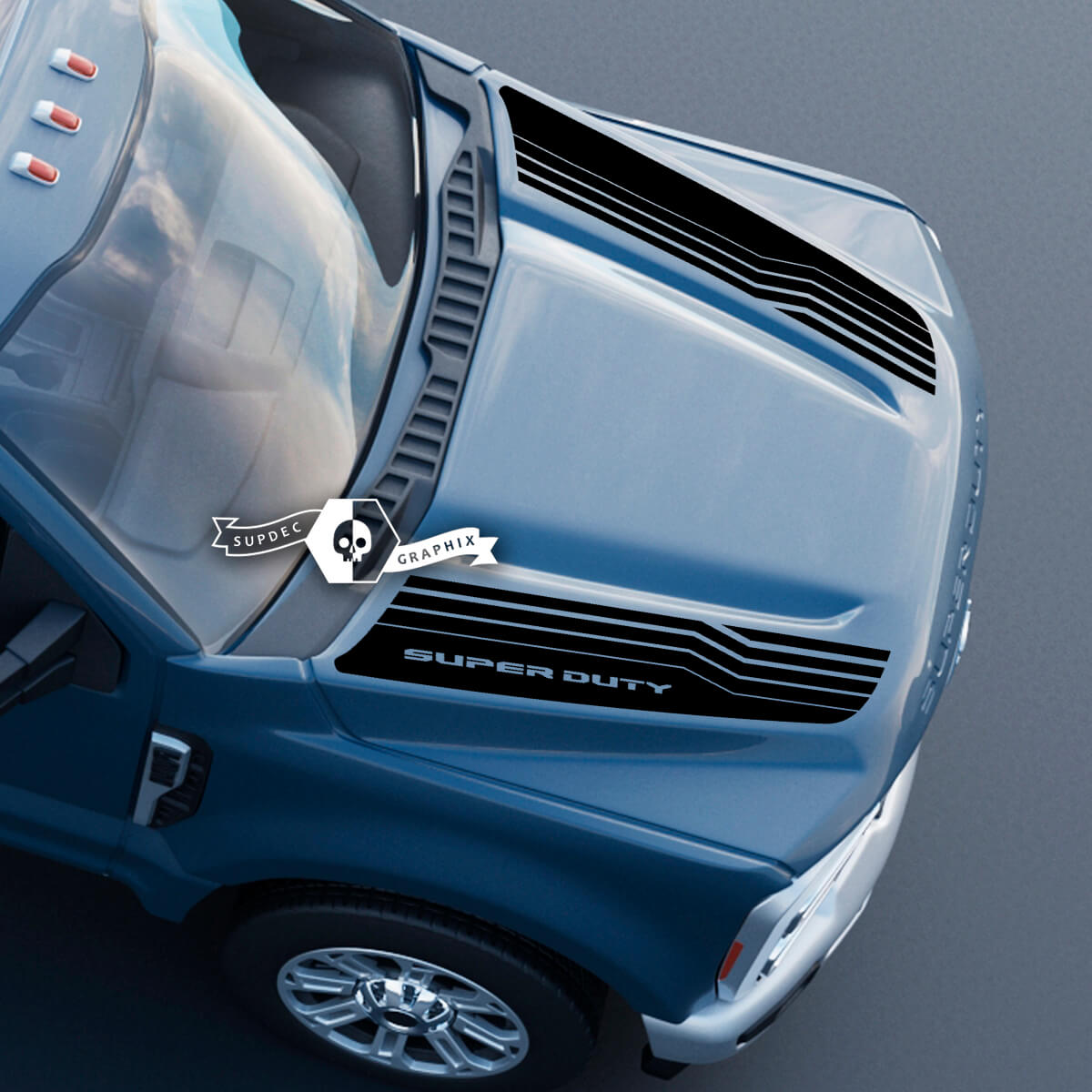 Hood Ford Super Duty 2023 Up Lines Dual Logo Decals Stickers Graphics Vinyl