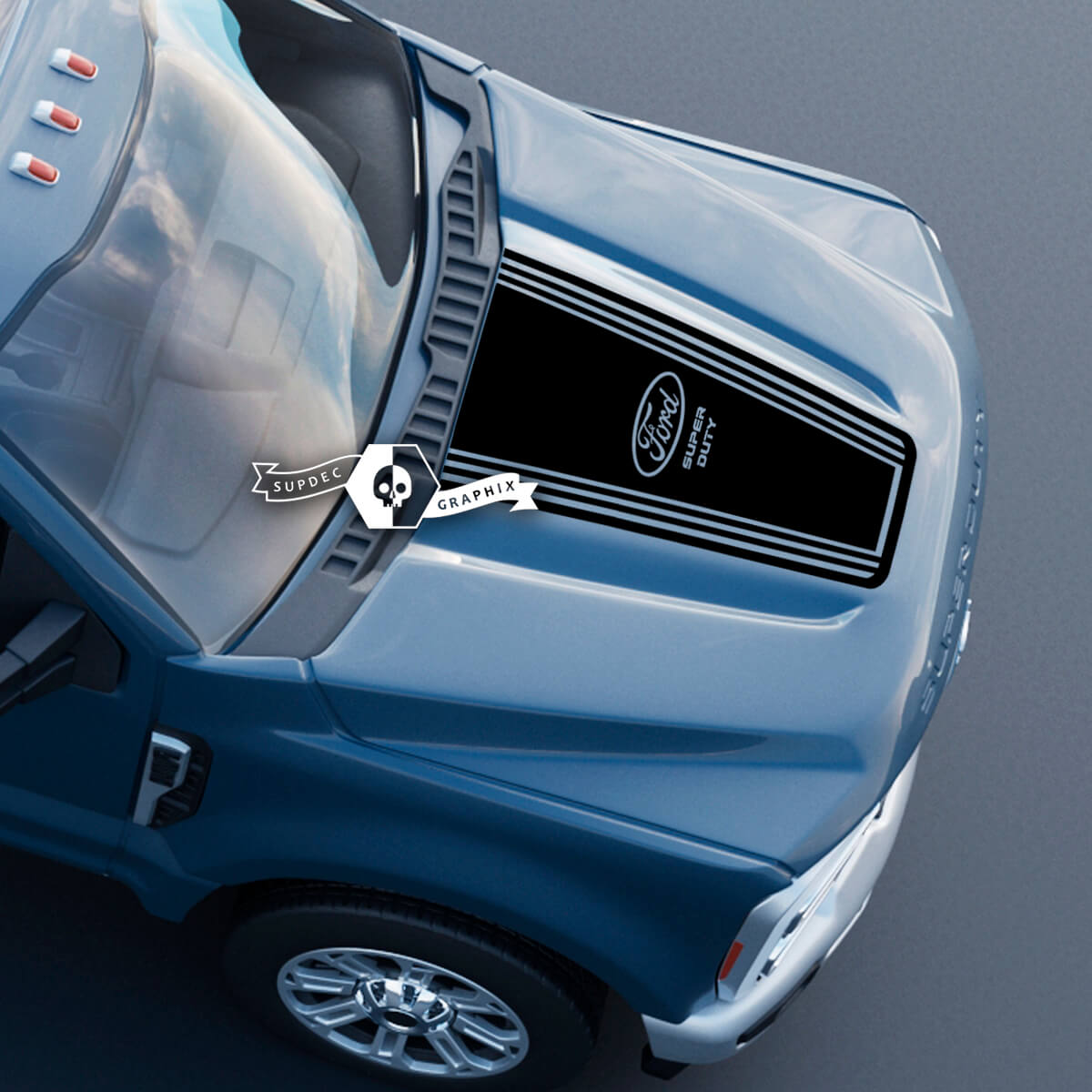 Hood Ford Super Duty 2023 Up Lines Logo Trim Decals Stickers Graphics Vinyl