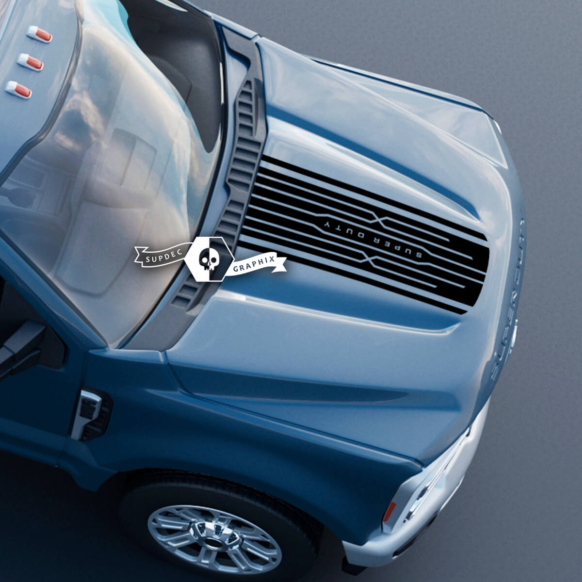 Hood Ford Super Duty 2023 Up Logo Lines Decals Stickers Graphics Vinyl