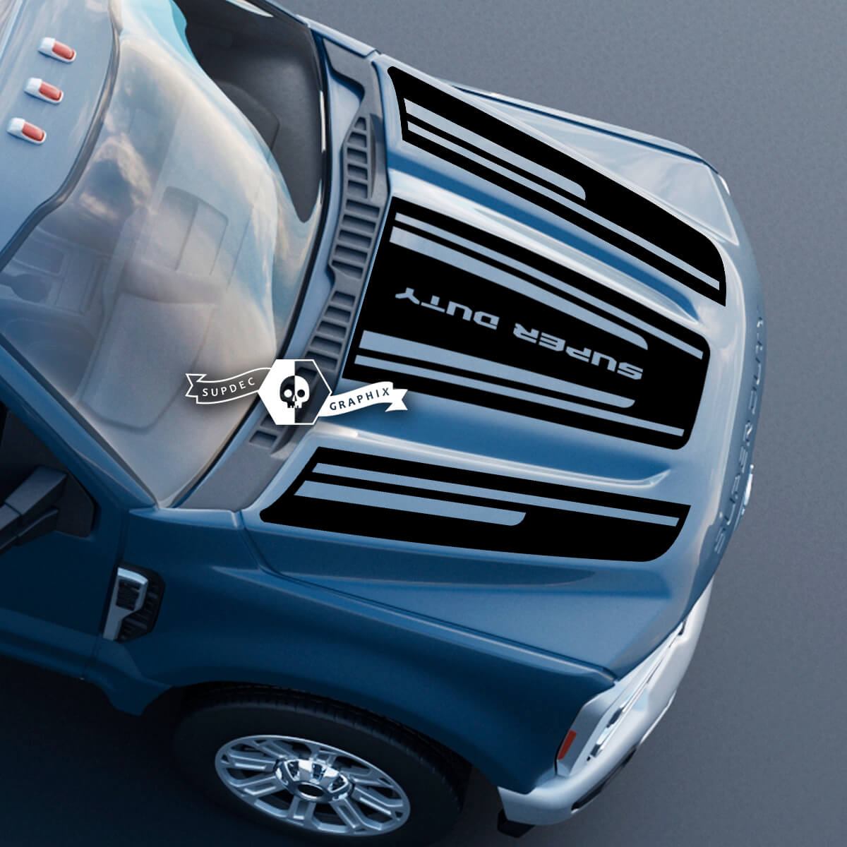 Hood Ford Super Duty 2023 Up Lines Logo Trim Decals Stickers Graphics Vinyl Full Kits