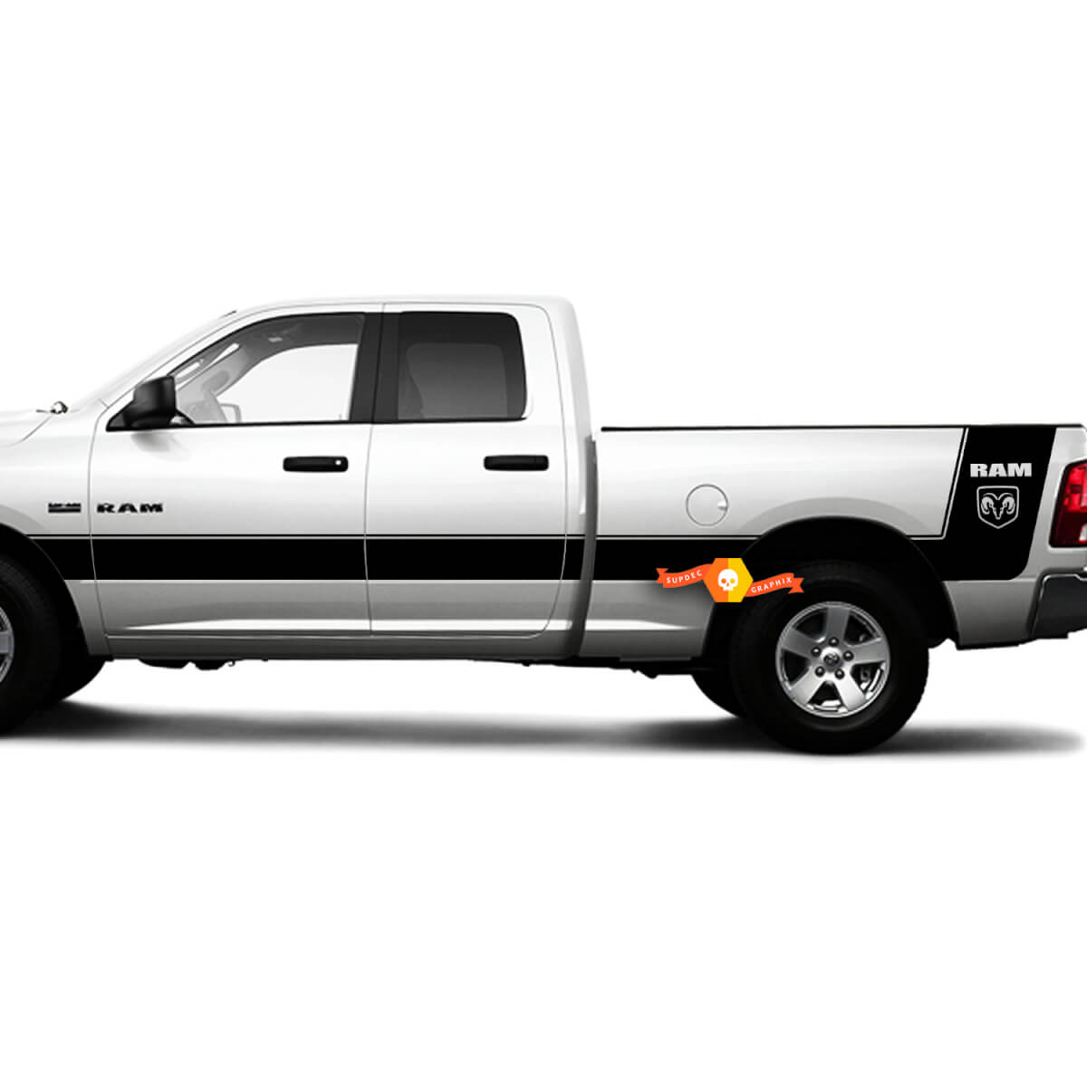Dodge RAM 1500 2500 RT Laramie Full Side Bed Vinyl Stripes Truck Custom Sticker Decal