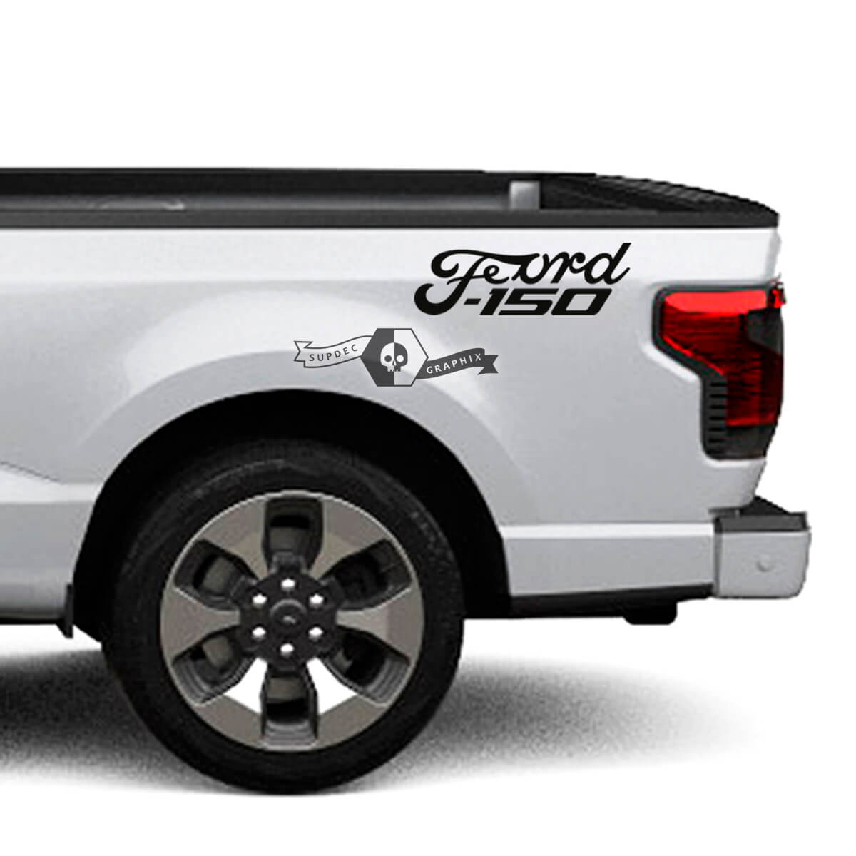 Pair Ford F-150 Lightning 2022 2023 Fender Bed Logo Decals Side Stickers Graphics Vinyl Supdec Design

