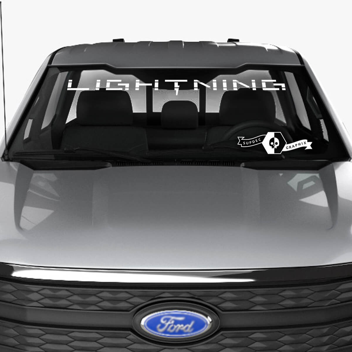 Windshield Decal For Ford F-150 Lightning 2022 2023  Lightning Logo Banner Window Topper Sticker
