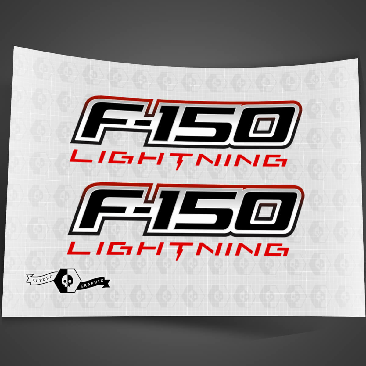 Pair Ford F-150 Lightning 2022 2023 Doors Logo Decals Stickers Graphics Vinyl Supdec Design