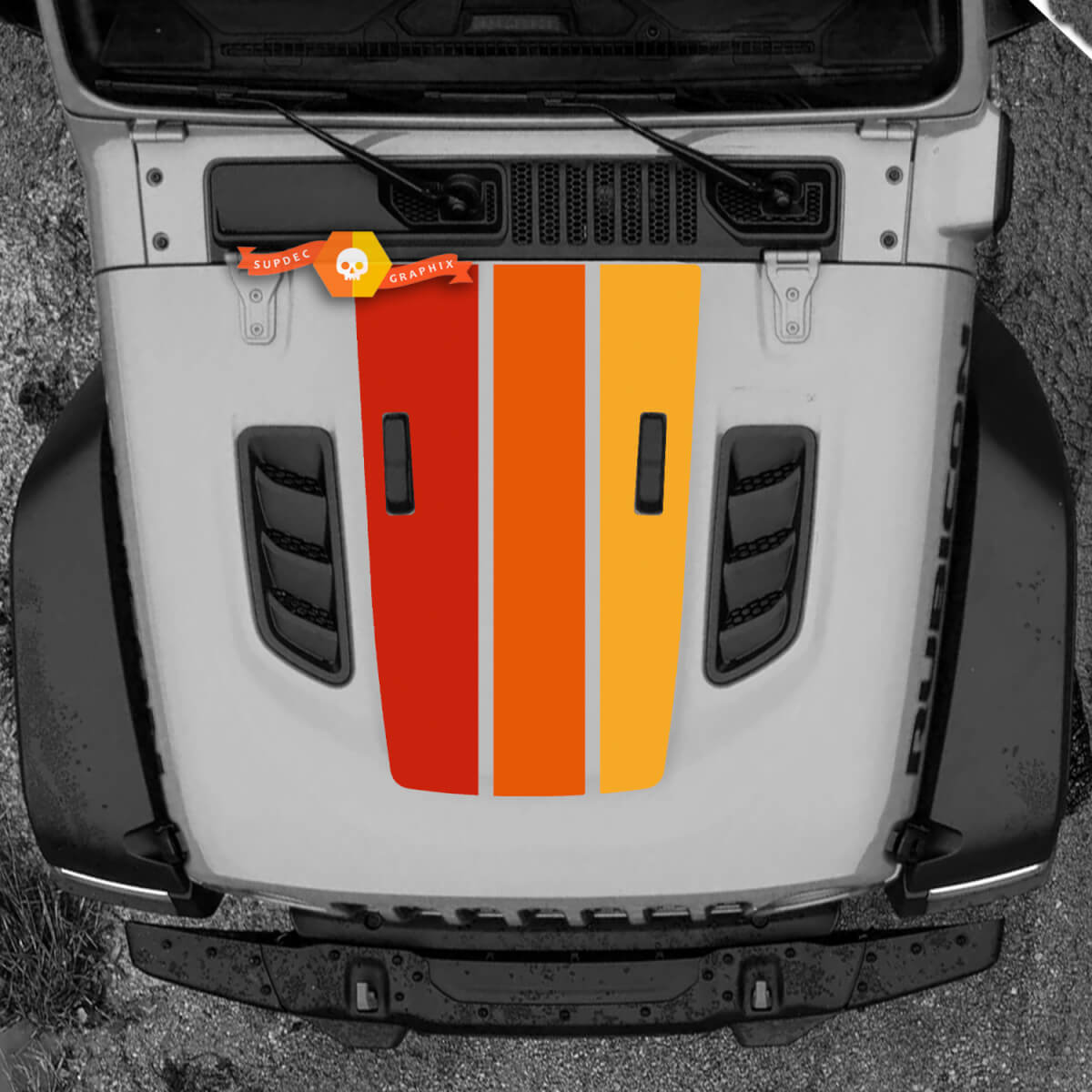 Vintage Hood Sticker Decal for Jeep Wrangler Rubicon Base JL
