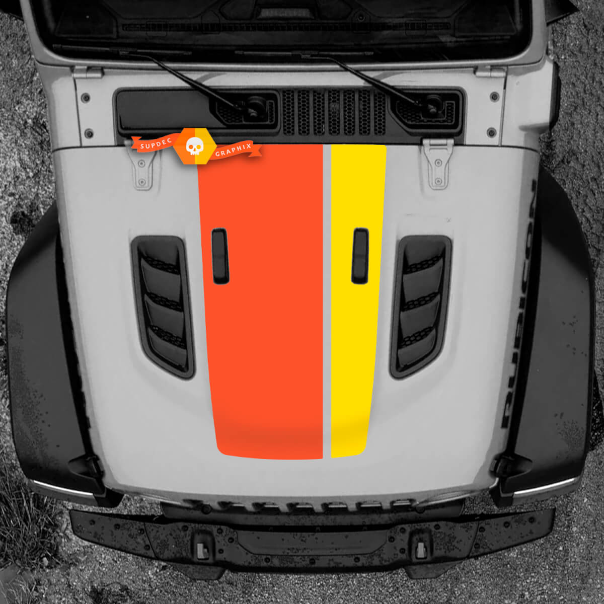 Hood Jeep Rubicon Wrangler Hood Vinyl Decal 2018 +Up Sticker Graphics 2 Colors