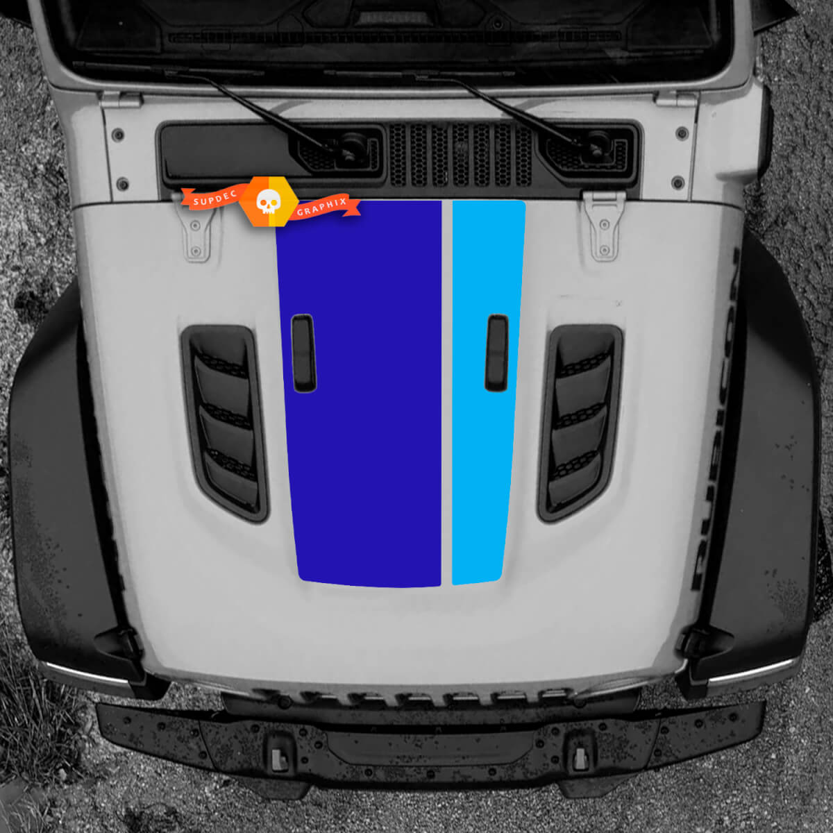 Hood Jeep Rubicon Wrangler Hood Vinyl Decal Sticker Graphics 2 Colors STD BASE
