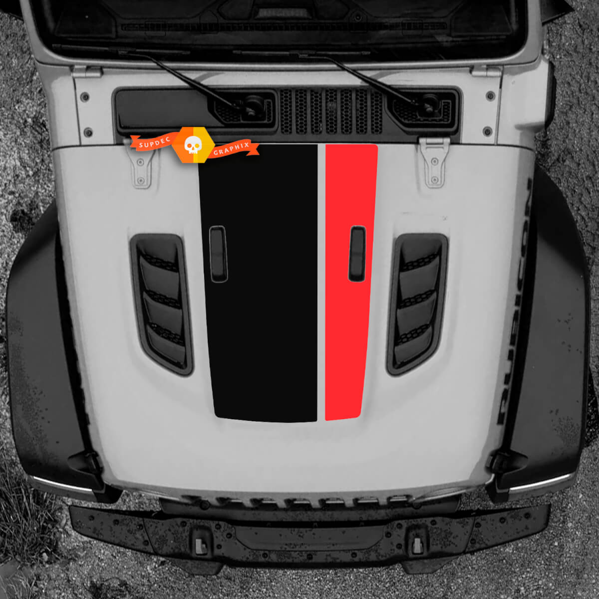 Hood Jeep Rubicon Wrangler Vinyl Hood Decal Sticker Graphics 2 Colors STD BASE